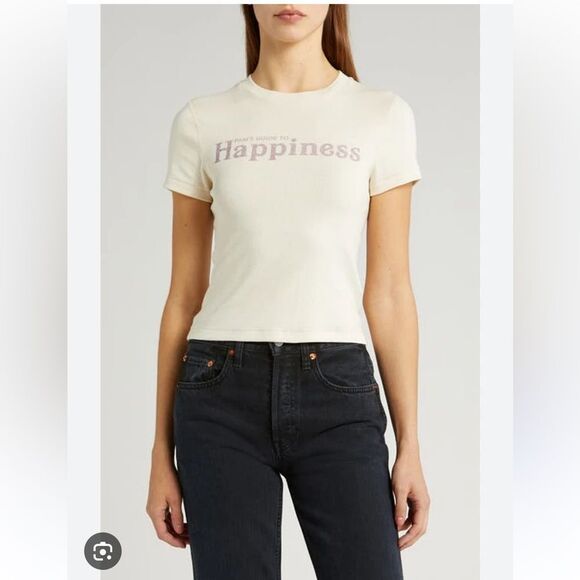 Re/Done Pam's Guide To Happiness 90s Graphic T-Shirt NWT MEDIUM - Picture 1 of 8